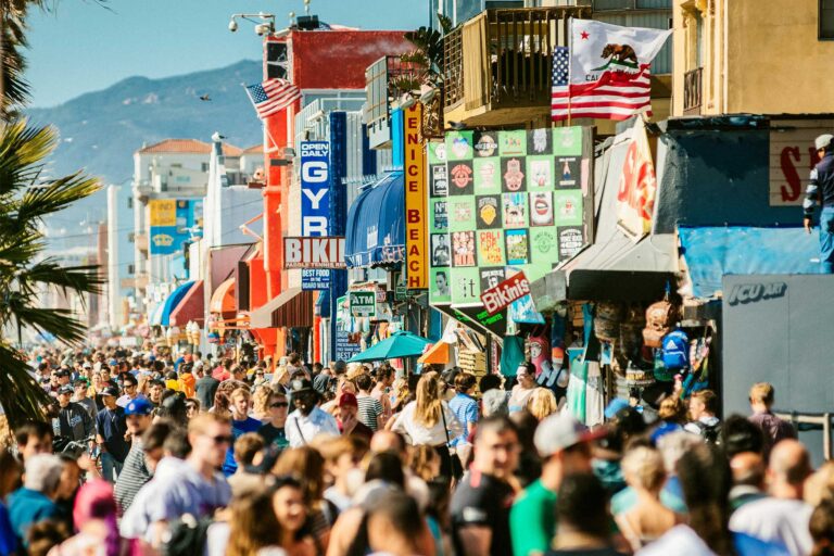 photo - Crowded Venice Beach Boardwalk in LA, California