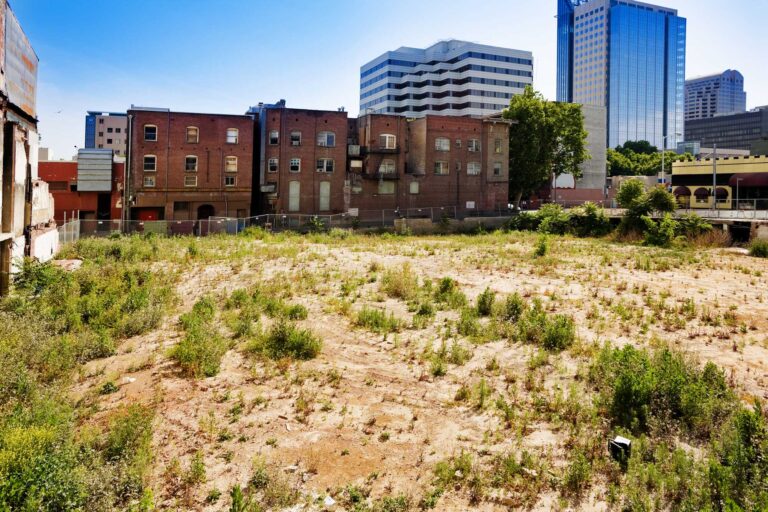 photo - Empty Lot and Run Down Brick Buildings in Downtown Sacramento, California