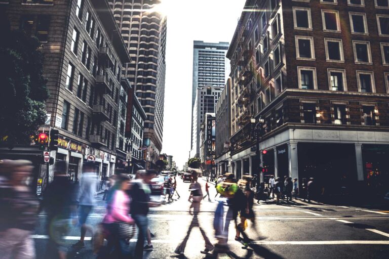 photo - People Crossing Street in Downtown San Francisco