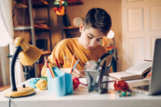 photo - Student at Desk Studying at Home