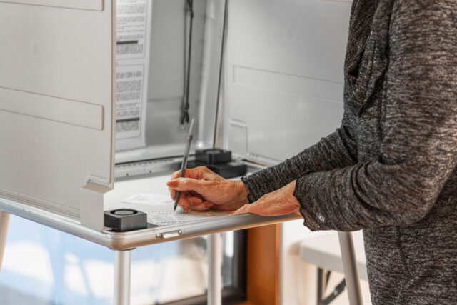 photo - Woman Voting in Polling Booth